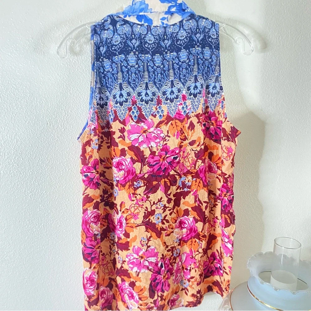 AX Free People Sleeveless Floral Button-Front Tank Womens Size M